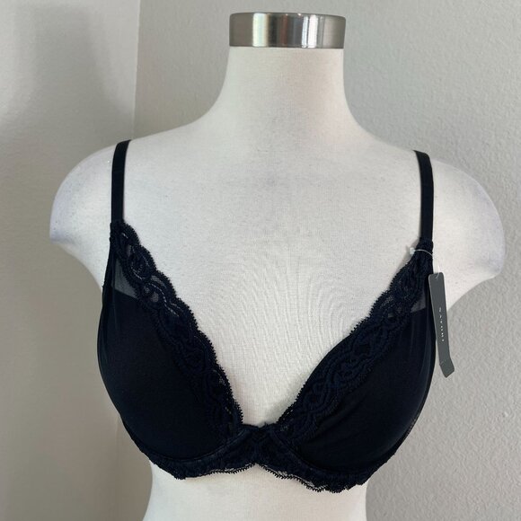 Natori Feathers Underwire Bra 36C Black Lace Nylon Mesh 730023 - Picture 2 of 10